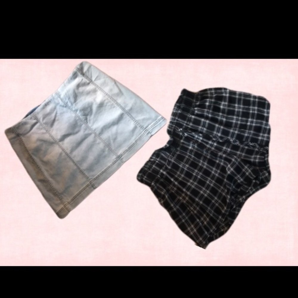 2pc Bundle!! Plus Size Denim Skirt Size 18, Plus Size Plaid Shorts Size 2X🌸🌟✨